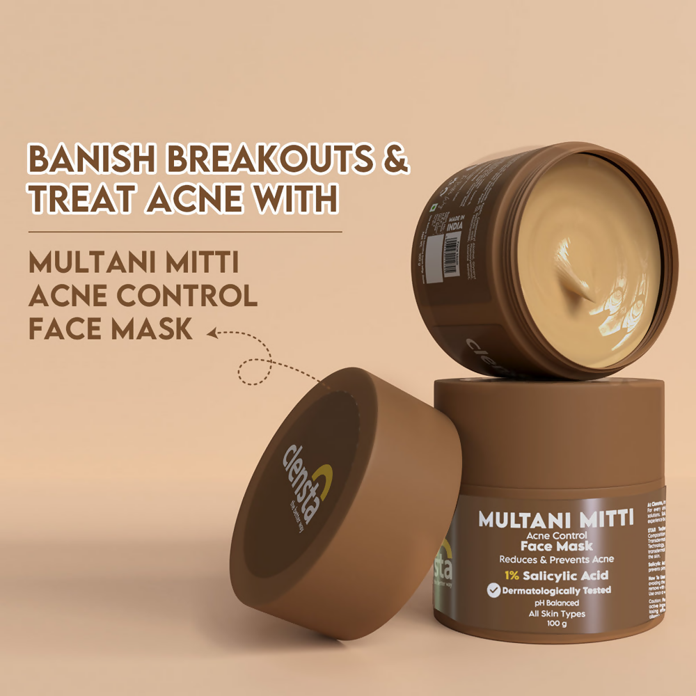 Clensta Multani Mitti Acne Control Face Mask - Distacart