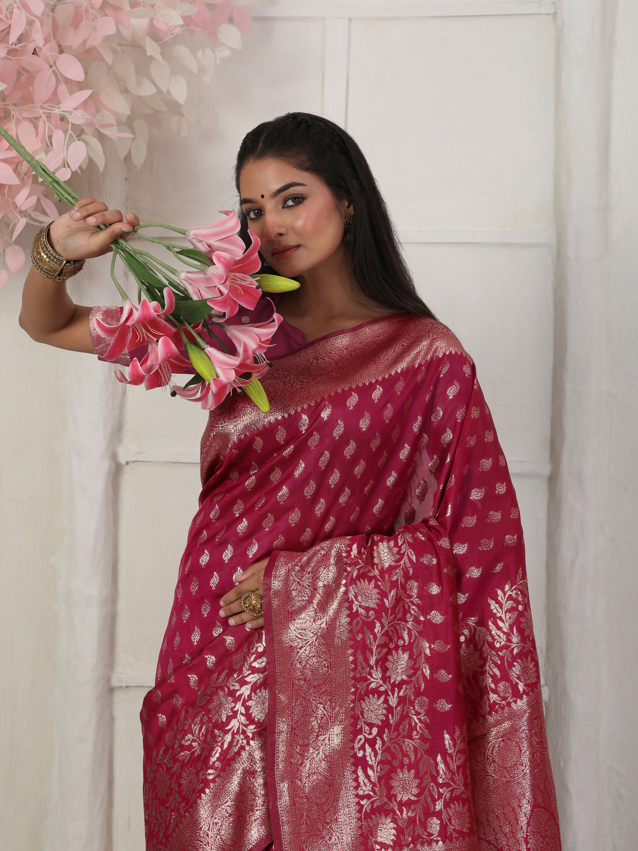 Astita Lichi Silk Wine Saree