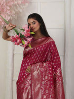 Thumbnail for Astita Lichi Silk Wine Saree