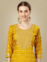 Thumbnail for Jyoti Fashion Women's Golden Silk Blend Embroidery & Sequence work Kurta with Trouser & Dupatta - Distacart