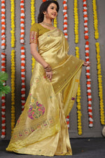 Thumbnail for Jyoti Fashion Women's Mehendi Paithani Silk Zari Woven Saree with Blouse - Distacart