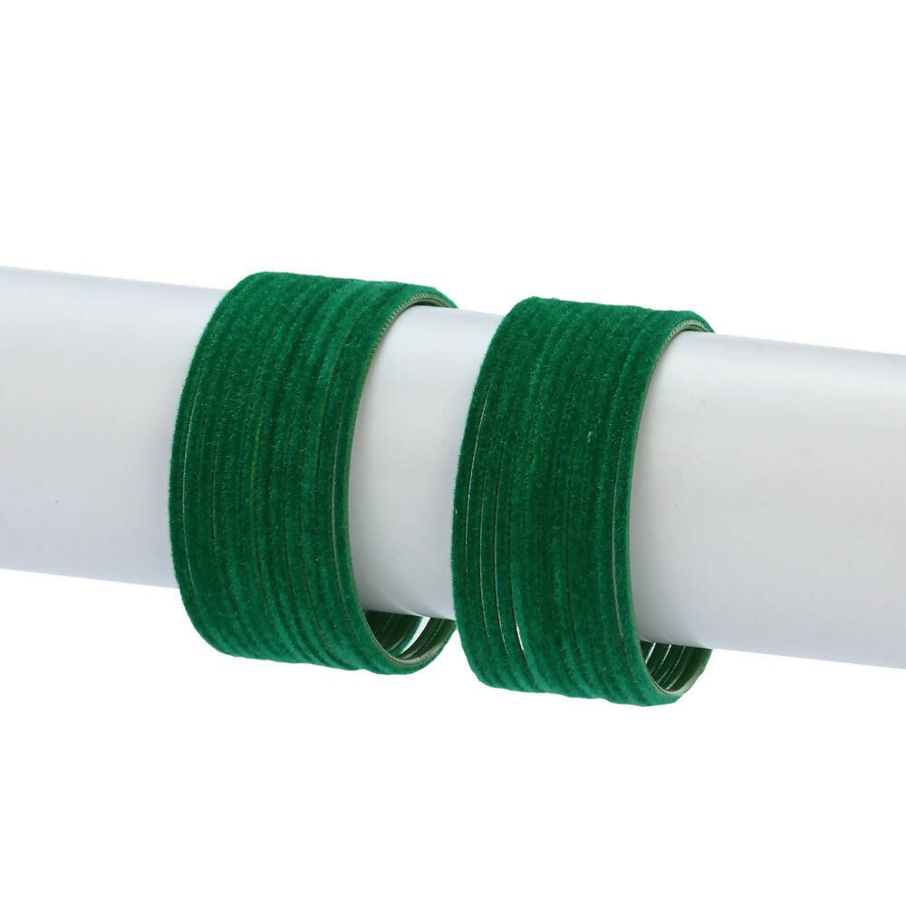 Afast Designer Fancy Party Velvet Bangle/ Kada Set, Green, Metal, Pack Of 48 - Distacart