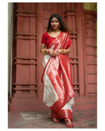 Thumbnail for Preksha Creation Designer Women Banarasi Soft Silk Saree - White - Distacart