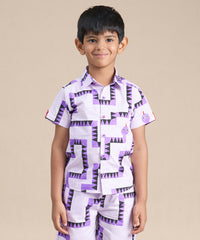 Thumbnail for Snakes and Ladders Boys Purple Table Print Shirt from Siblings Collection - Distacart