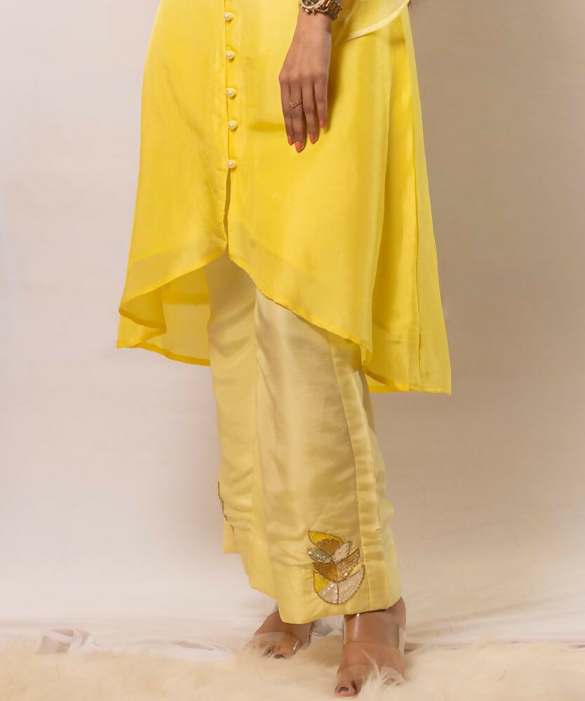 Timaraa Aurora Yellow Ombre Shaded Silk Co-Ord Set - Dista