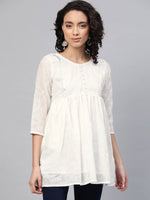 Thumbnail for Ahalyaa Women Off-White Cotton Embroidered Tunic