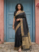 Thumbnail for Shree Shyam Fashion Black Silk Blend Saree - Distacart