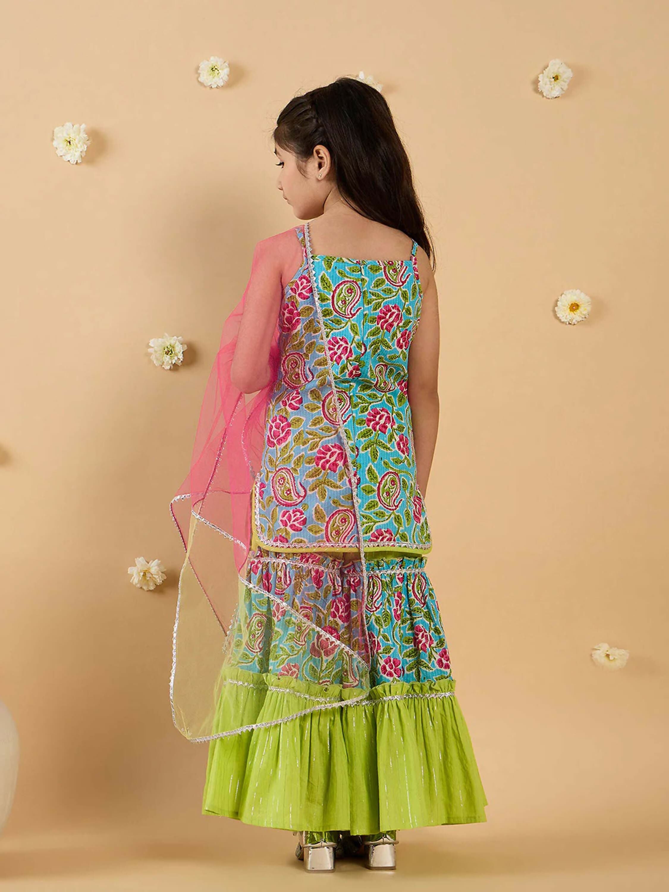 Joban Fashion Girl's Multi Color Sharara Set