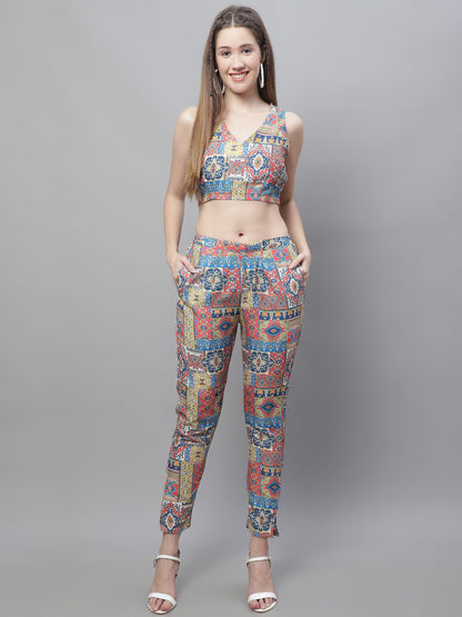 Jainish Women's WoDigital Printed Crop Top and Jacket Set - Multi - Distacart