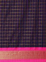 Thumbnail for Anouk Navy Blue & Fuchsia Woven Design Pure Silk Banarasi Saree - Distacart