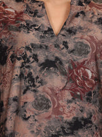 Thumbnail for Ode by House of Pataudi Mandarin Collar Floral Printed Regular Chanderi Silk Kurta Set - Distacart