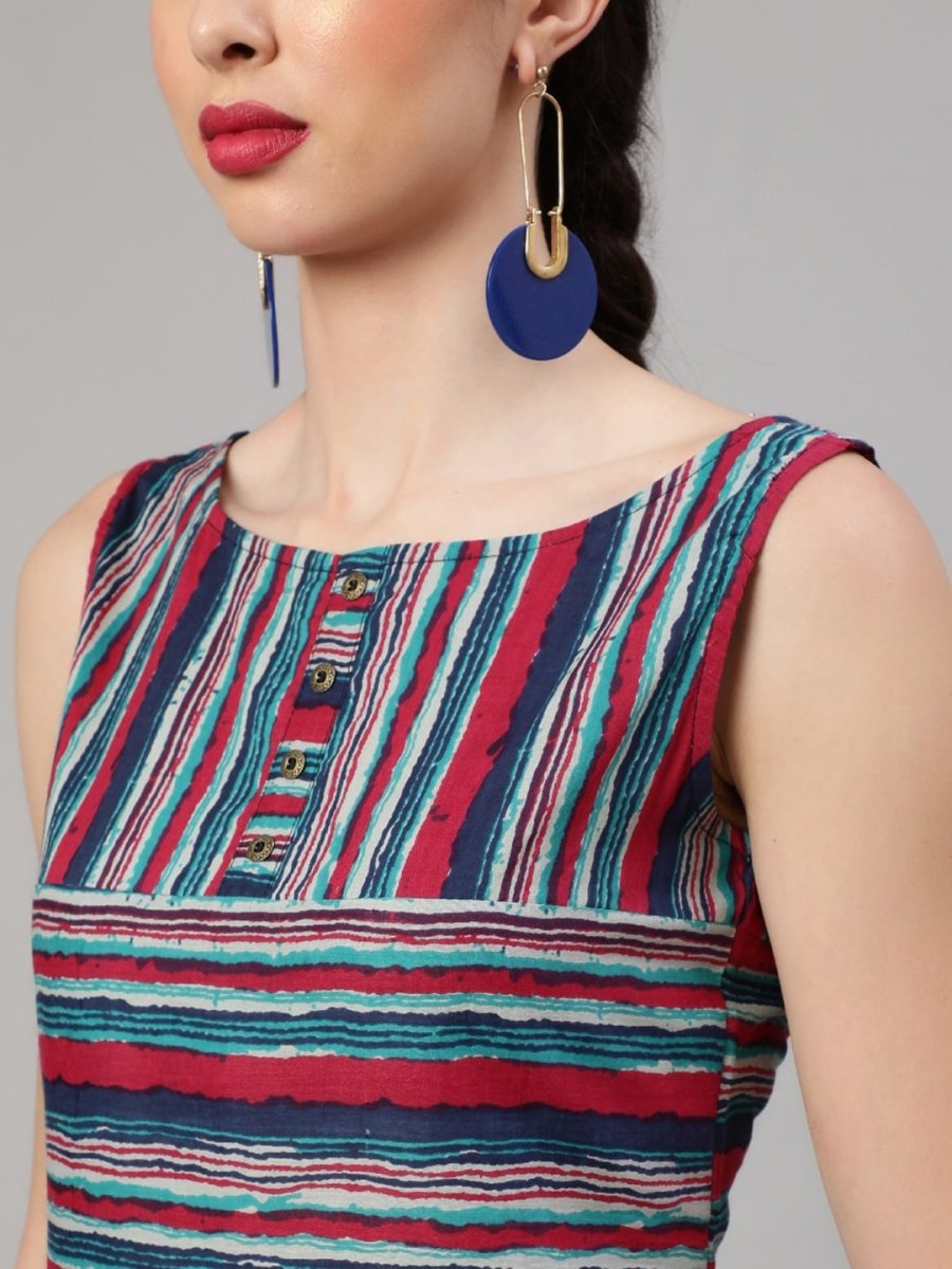 Aks Striped Regular Pure Cotton Kurta With Salwar - Distacart