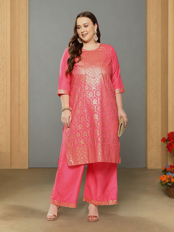 Sztori Plus Size Printed Regular Kurta with Palazzos