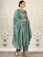 Thumbnail for Ode by House of Pataudi Gotta Patti Empire Kurta with Trousers & Dupatta - Distacart