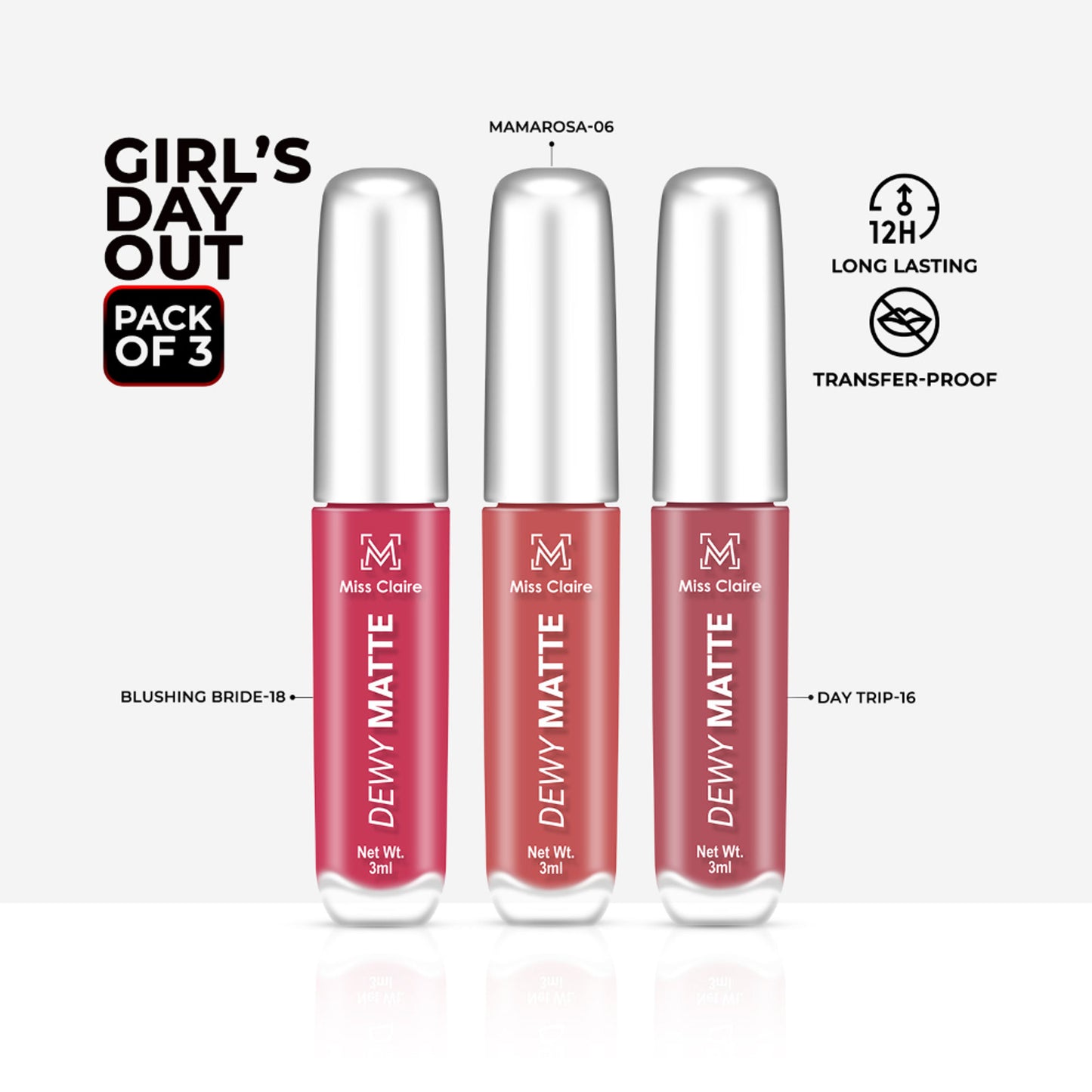 Miss Claire Dewy Matte Lip Combo Set - Girls Day Out - Distacart