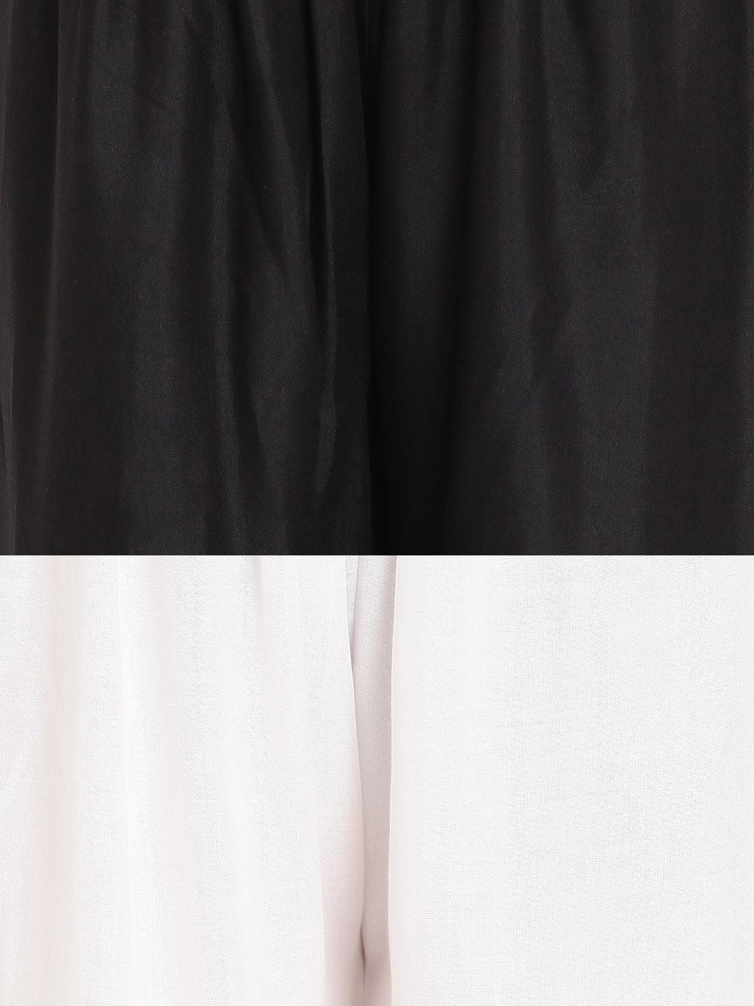 TAG 7 Women Pack Of 2 White & Black Solid Flared Palazzos