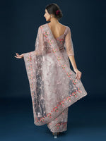 Thumbnail for kasee Floral Embroidered Net Saree - Distacart