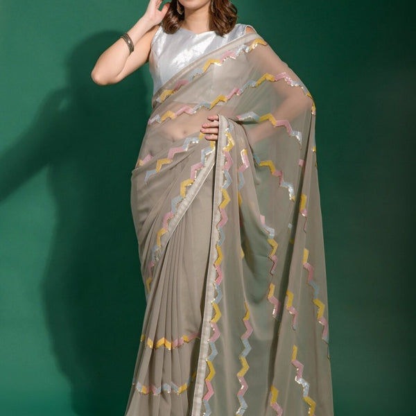 Anouk Embellished Sequinned Pure Georgette Saree - Distacart