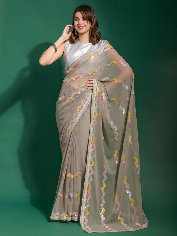 Anouk Embellished Sequinned Pure Georgette Saree - Distacart