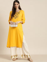 Thumbnail for All About You Women Yellow & Beige Embroidered Kurta with Palazzos - Distacart