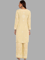 Thumbnail for ADA Ethnic Motifs Embroidered Chikankari Straight Kurta with Palazzos - Distacart