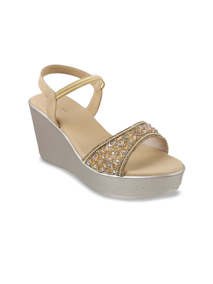 Buy Metro Embellished Open Toe Wedges With Backstrap Online At Low