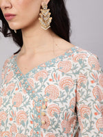 Thumbnail for Aks Floral Printed Cotton Anarkali Kurta - Distacart