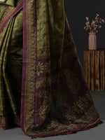 Thumbnail for Anouk Green & Brown Ethnic Motifs Printed Kota Saree - Distacart