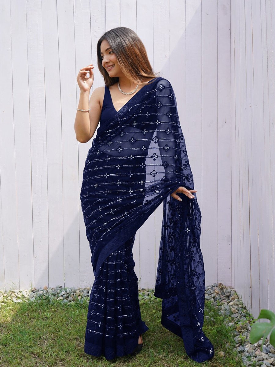 Anouk Embellished Sequinned Net Saree - Distacart