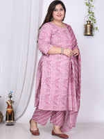 Thumbnail for Swasti Floral Printed Regular Sequinned Pure Cotton Kurta with Trousers & Dupatta - Distacart