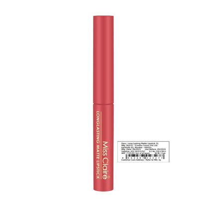 Miss Claire Long Lasting Matte Lipstick - 31 Solid Red - Distacart