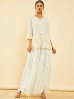 Thumbnail for Soch Ethnic Motifs Embroidered Regular Sequinned Kurti with Palazzos & Dupatta - Distacart