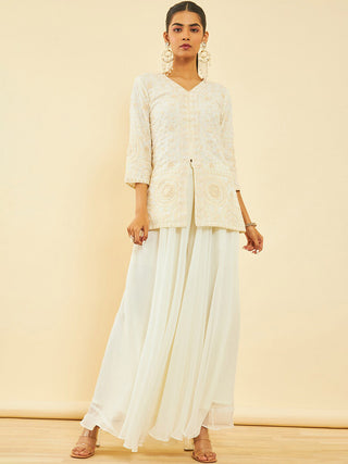 Soch Ethnic Motifs Embroidered Regular Sequinned Kurti with Palazzos & Dupatta - Distacart