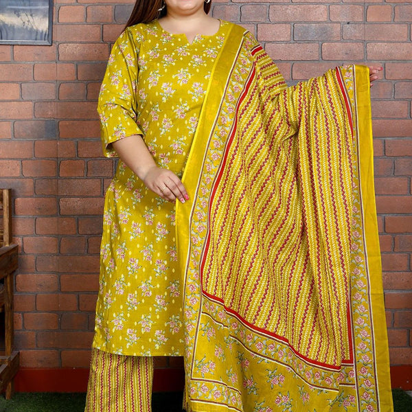 Swasti Women Printed Regular Sequinned Pure Cotton Kurta with Trousers & With Dupatta - Distacart