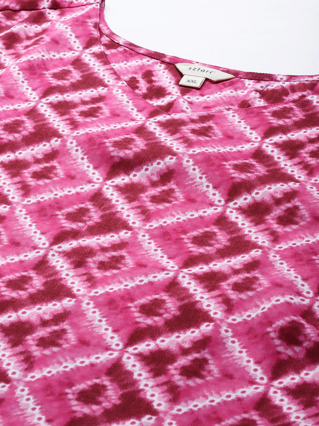 Sztori Women Plus Size Pink & Off White Printed Kurta - Distacart