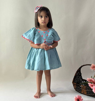 ArthLife Pale Blue Neon Embroidered Dress - Distacart