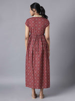 Thumbnail for AURELIA Maroon & Cream-Coloured Ethnic Motifs Ethnic Maxi Dress