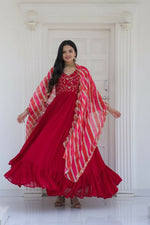 Thumbnail for Aastha Fashion Women's Rani Pink Faux Georgette Sequins Embroidered Anarkali Dress with Dupatta - Distacart