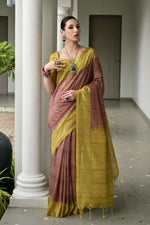Thumbnail for Vishnu Weaves Women's Pista Soft Tussar Silk Printed Saree with Blouse