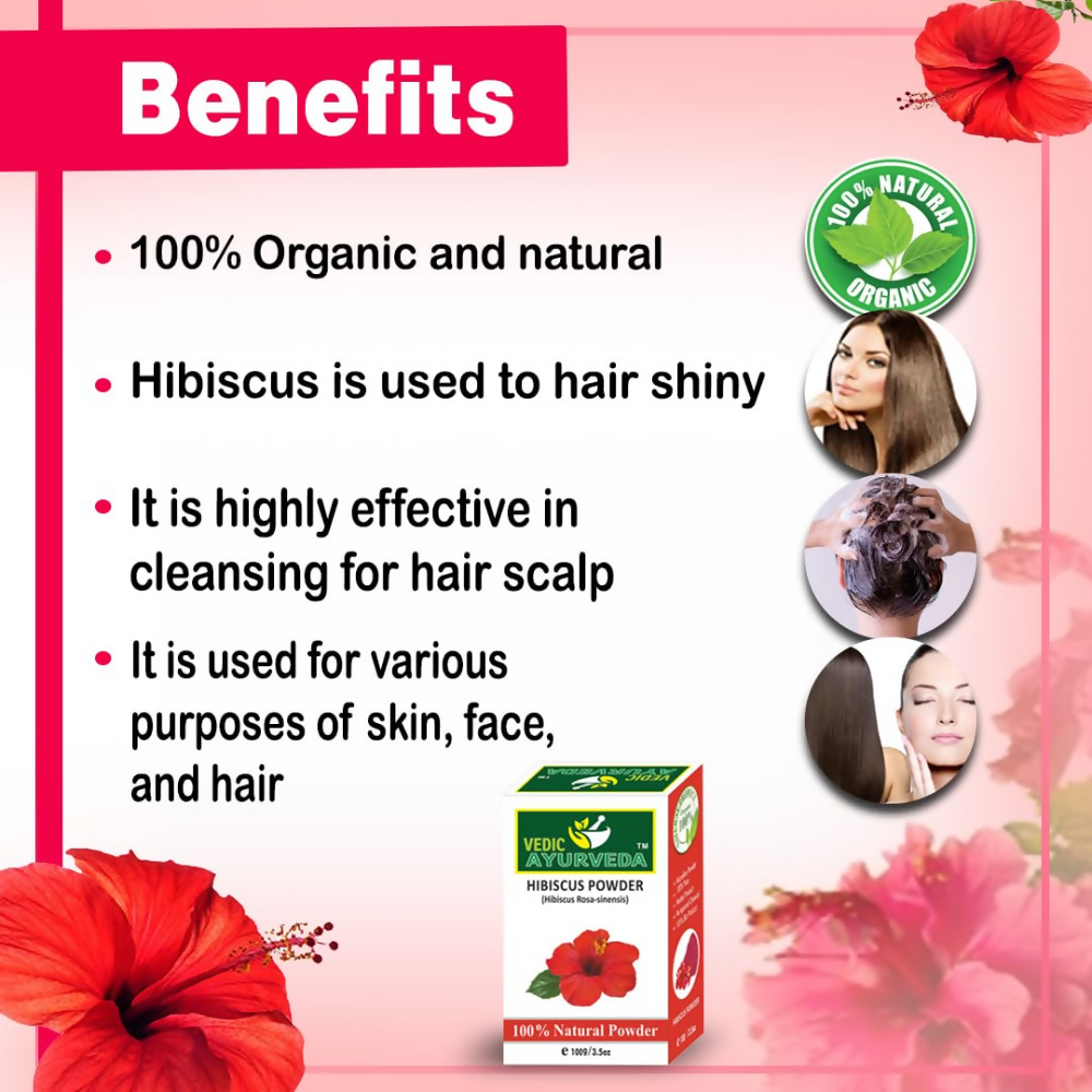 VedicAyurveda Bhringraj Leaf Powder and Hibiscus Powder - Dista