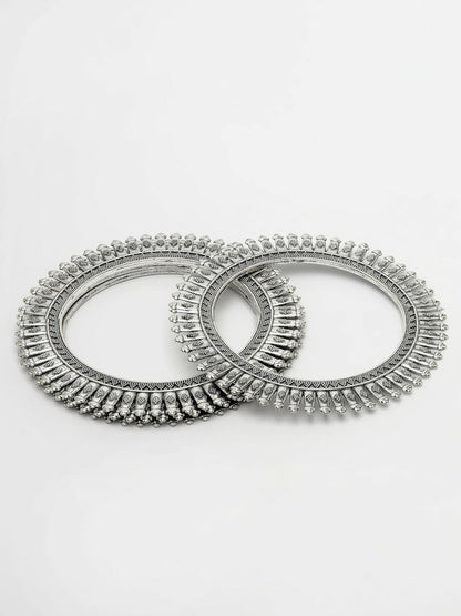 NVR Women's Set of 4 Silver-Plated German Silver Oxidised Bangles - Distacart