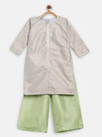 Thumbnail for Ahalyaa Poly Silk Gold Printed Straight Kids Kurta With Palazzo For Girls - Distacart