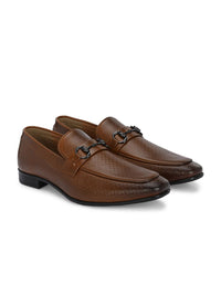 Thumbnail for House of Pataudi Men Textured Formal Slip On Loafers