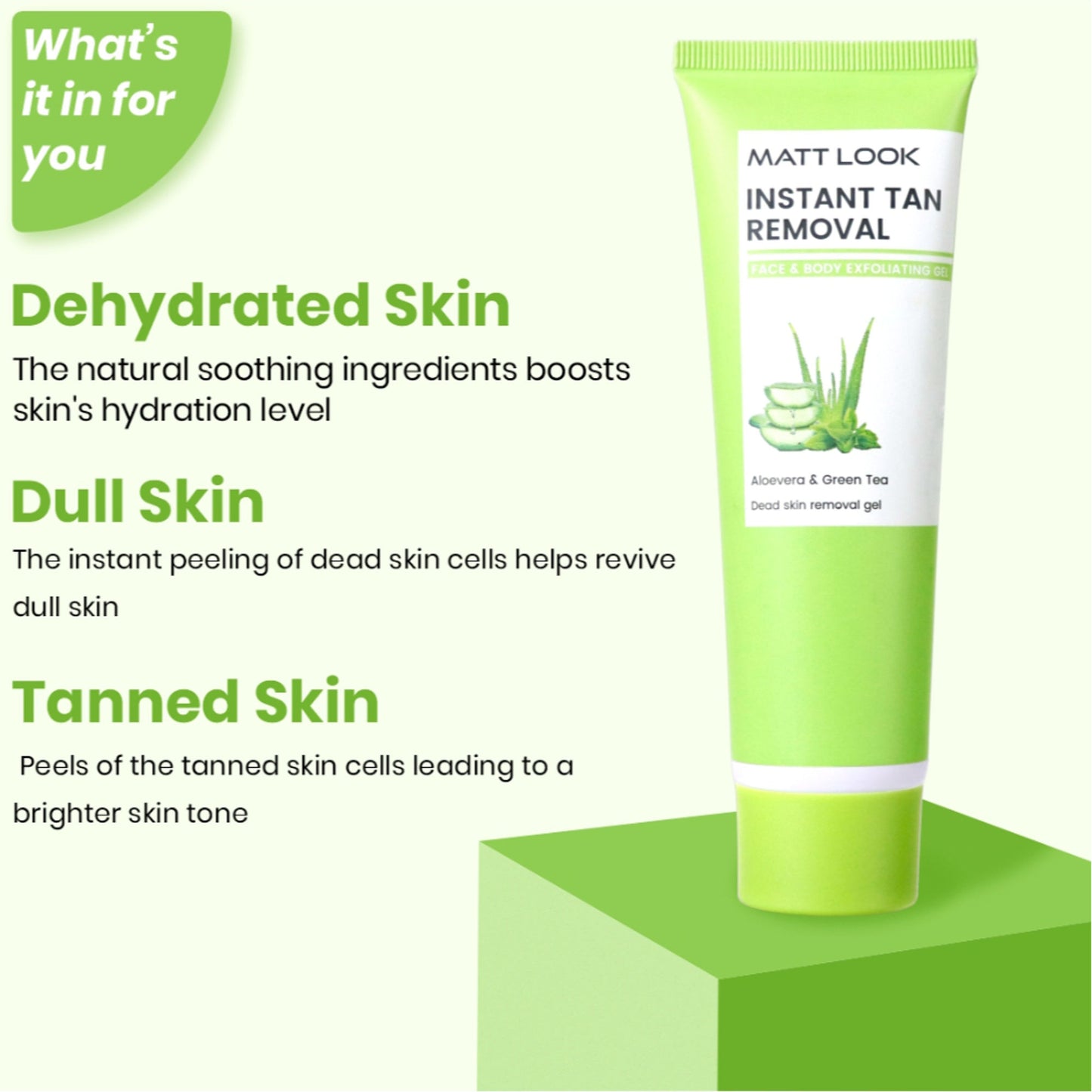 Matt Look Instant Tan Removal With Aloevera & Green Tea - Distacart