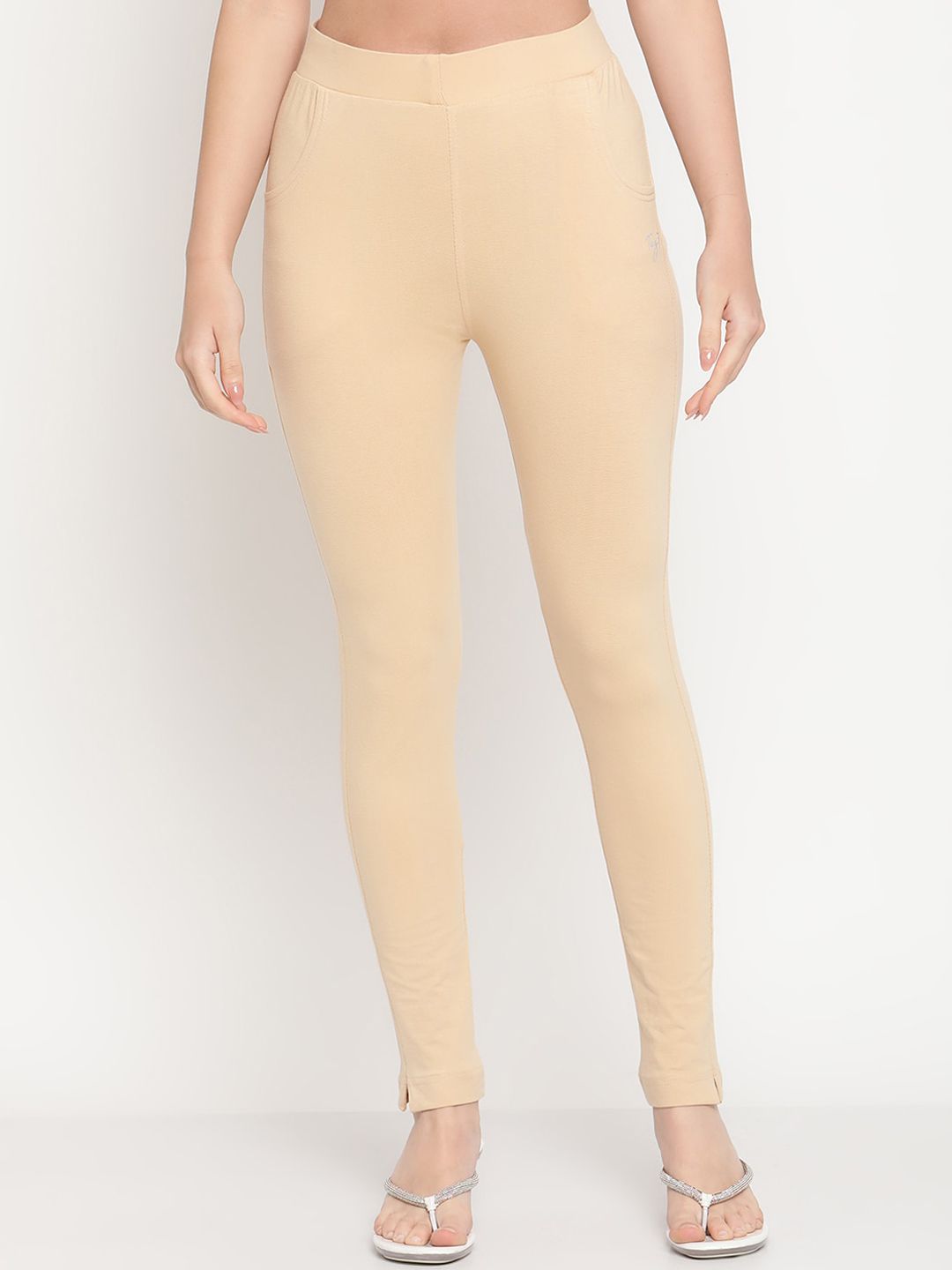 TAG 7 Women Beige & Maroon Pack of 2 Straight Fit Ankle-Length Leggings - Distacart