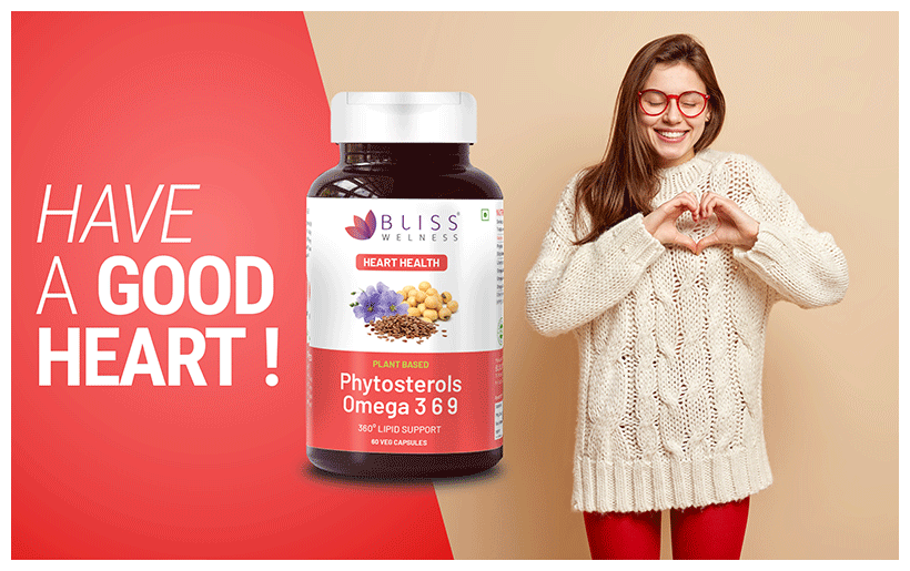 bliss welness heart health phytosterols omega 3 6 9 veg capsule vegicap