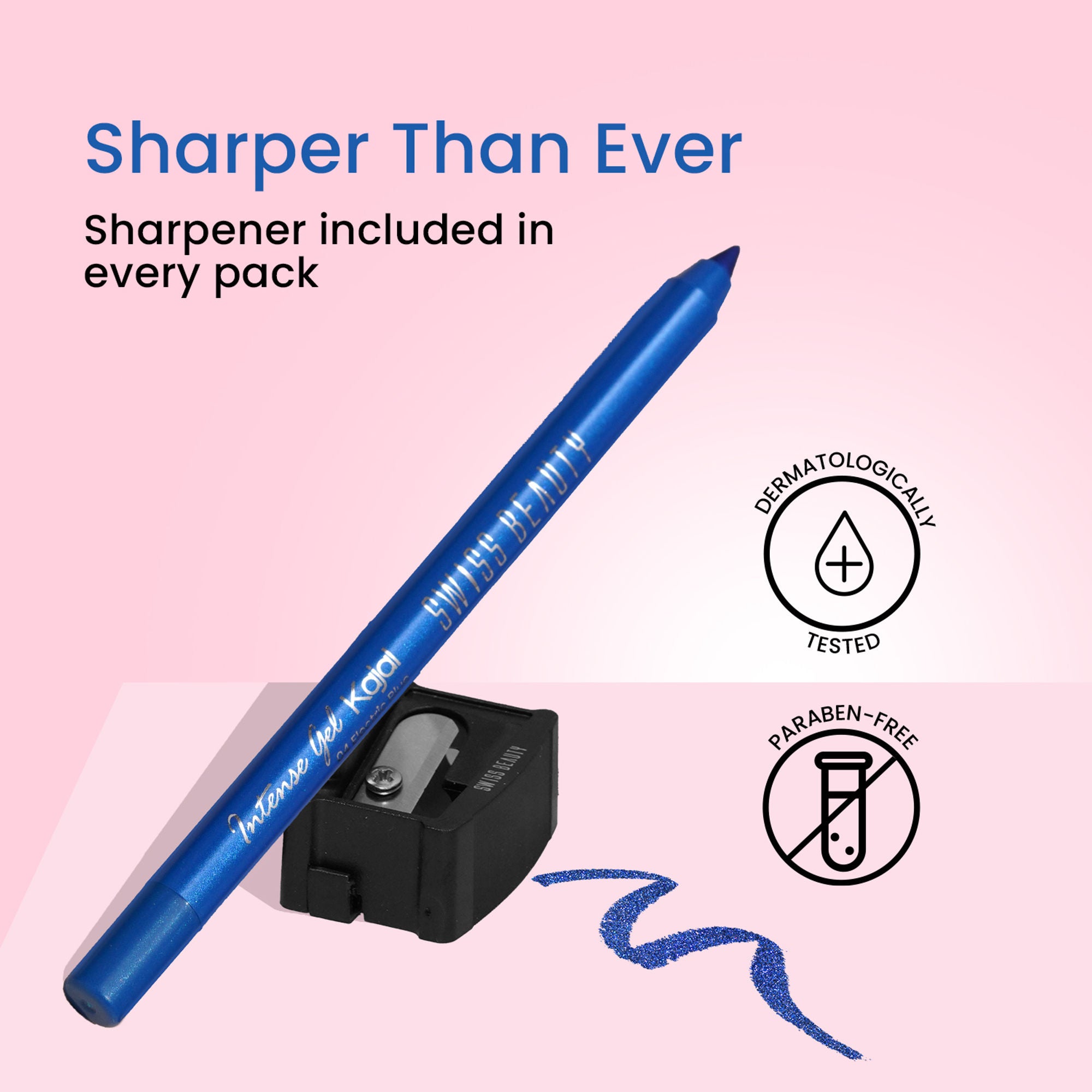 Swiss Beauty Intense Gel Kajal 12-Hour Stay Smudge-Proof with Sharpener - 8904325004427_04electricblue - Distacart