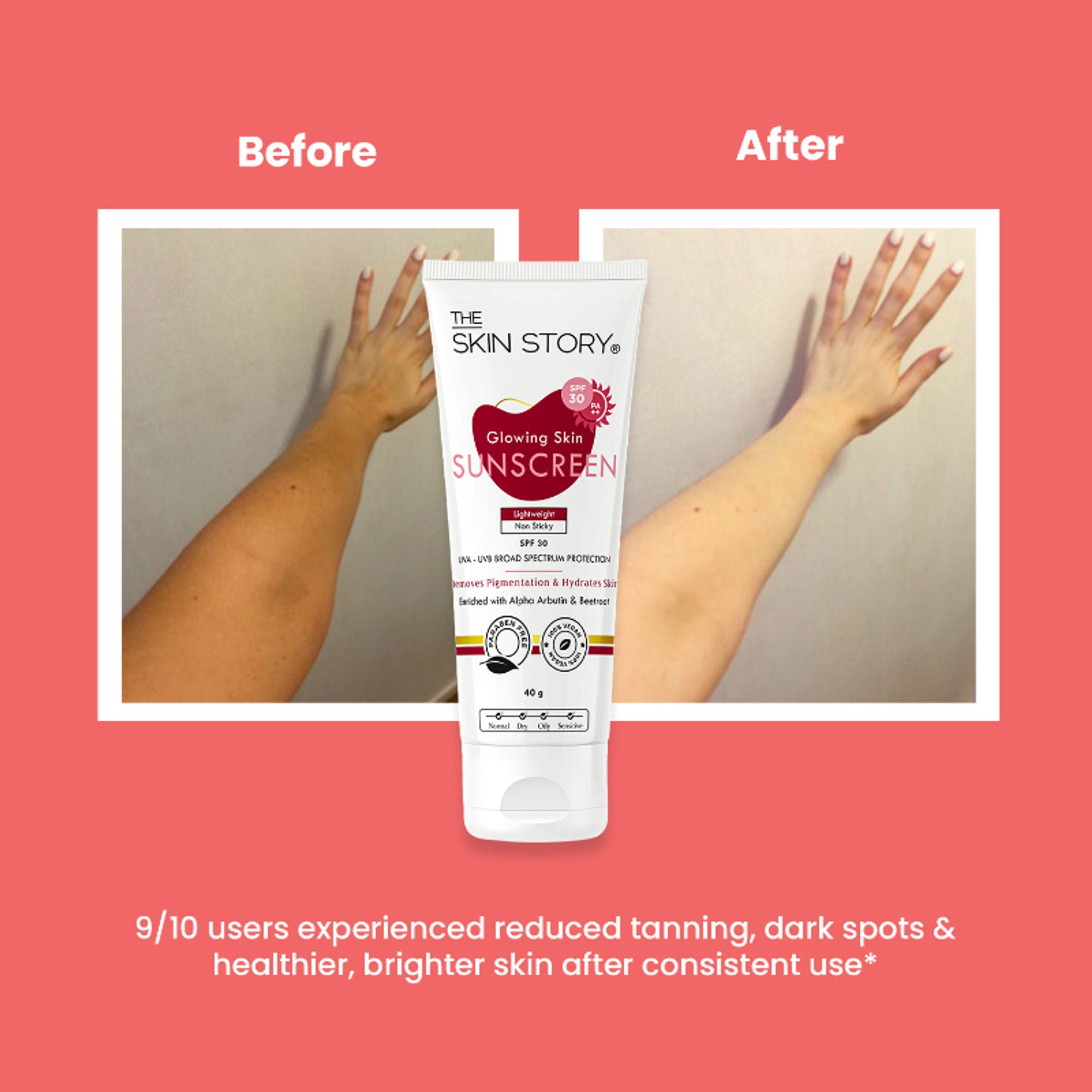 The Skin Story Beetroot Glowing Skin Face Sunscreen SPF 30 PA++ For Sun Tan Dark Spots Pigmentation - Distacart