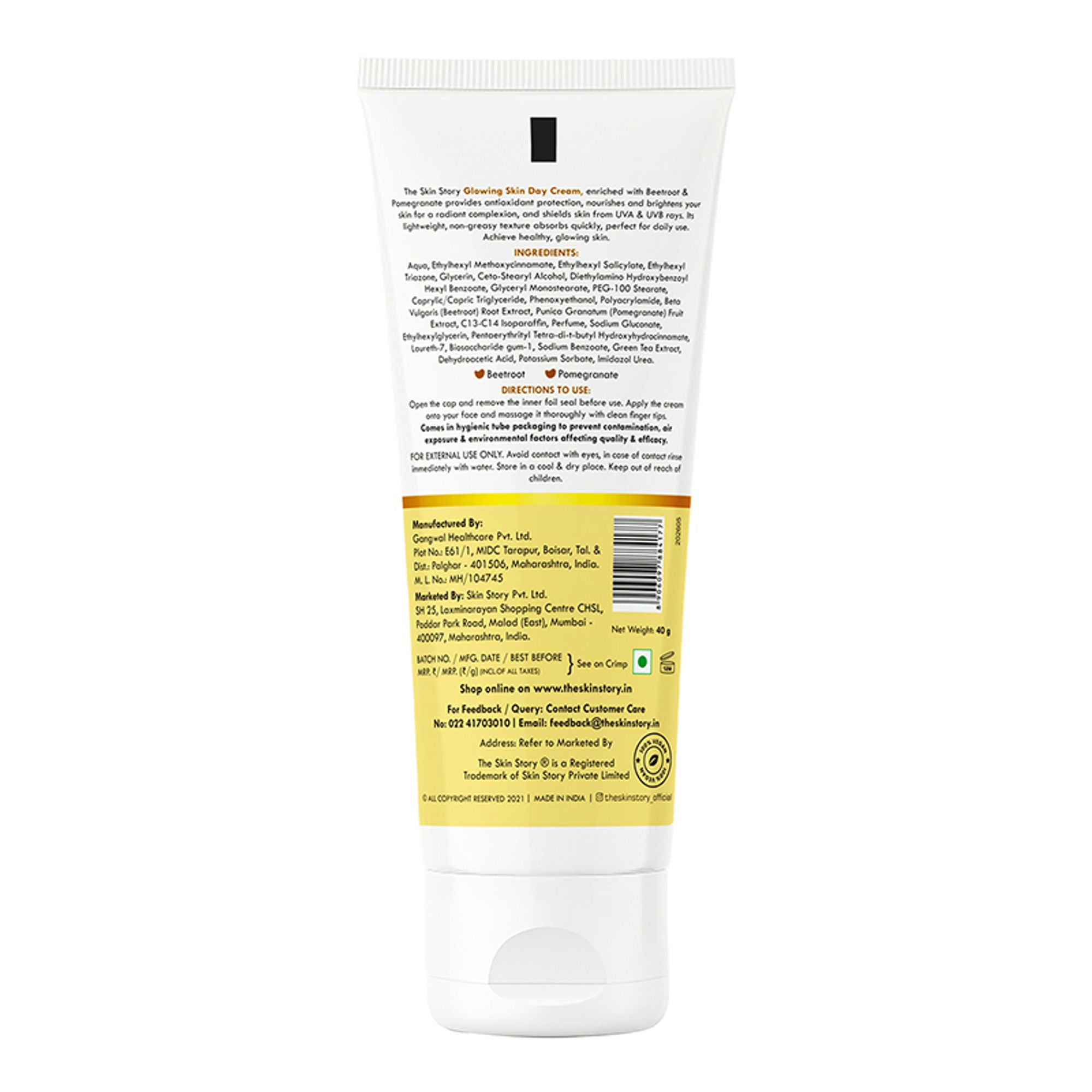 The Skin Story Sun Protection Day Face Cream For Brighter Glowing Skin With SPF 30 PA+++ & Beetroot - Distacart