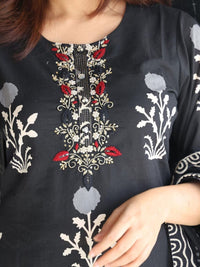 Thumbnail for Kalini Floral Printed Regular Thread Work Pure Cotton Kurta With Trousers & Dupatta